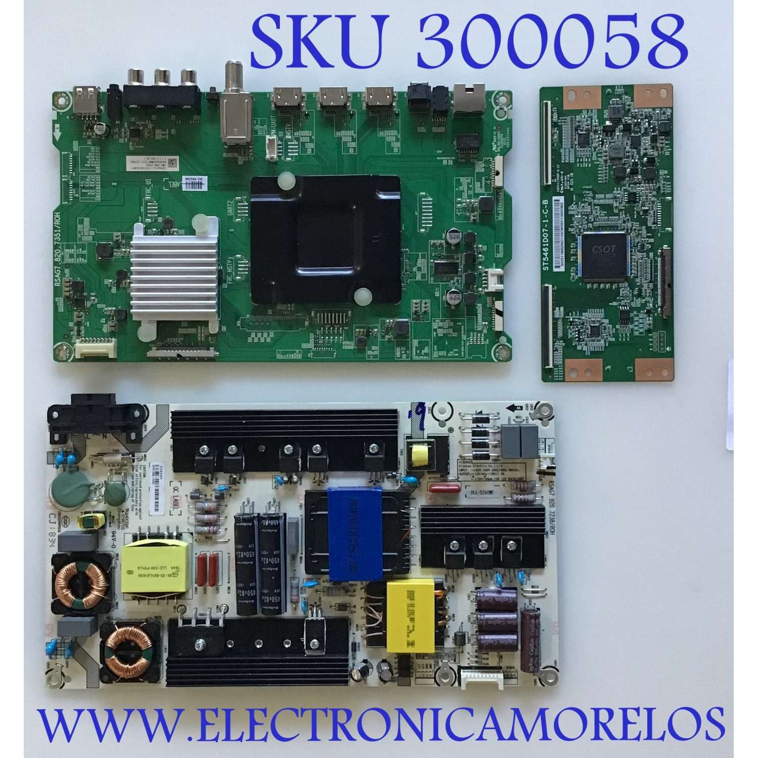 KIT DE TARJETAS PARA TV SHARP·ROKU TV 4K·UHD·HDR / MAIN 229464 / RSAG7.820.7351/ROH / 221984 / HU55N3060 / T-CON 34291100520G11H / ST5461D07-1-C-B / FUENTE 204390 / RSAG7.820.7238/ROH / HLL-5260WB / PANEL HD550K3U82-K1 / ST5461D07.1 / MODELO LC-55LBU591U
